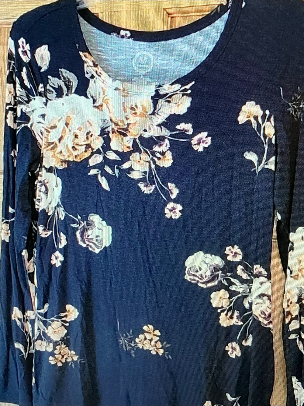 Maurices Navy Floral Long Sleeve Top